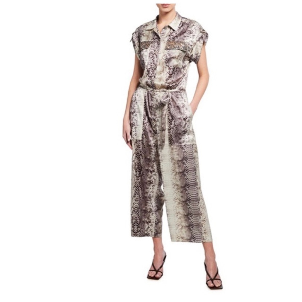 NWT Le Superbe Snake Skin LE Jumpsuit Size 12 Color Cream/Gray/Brown